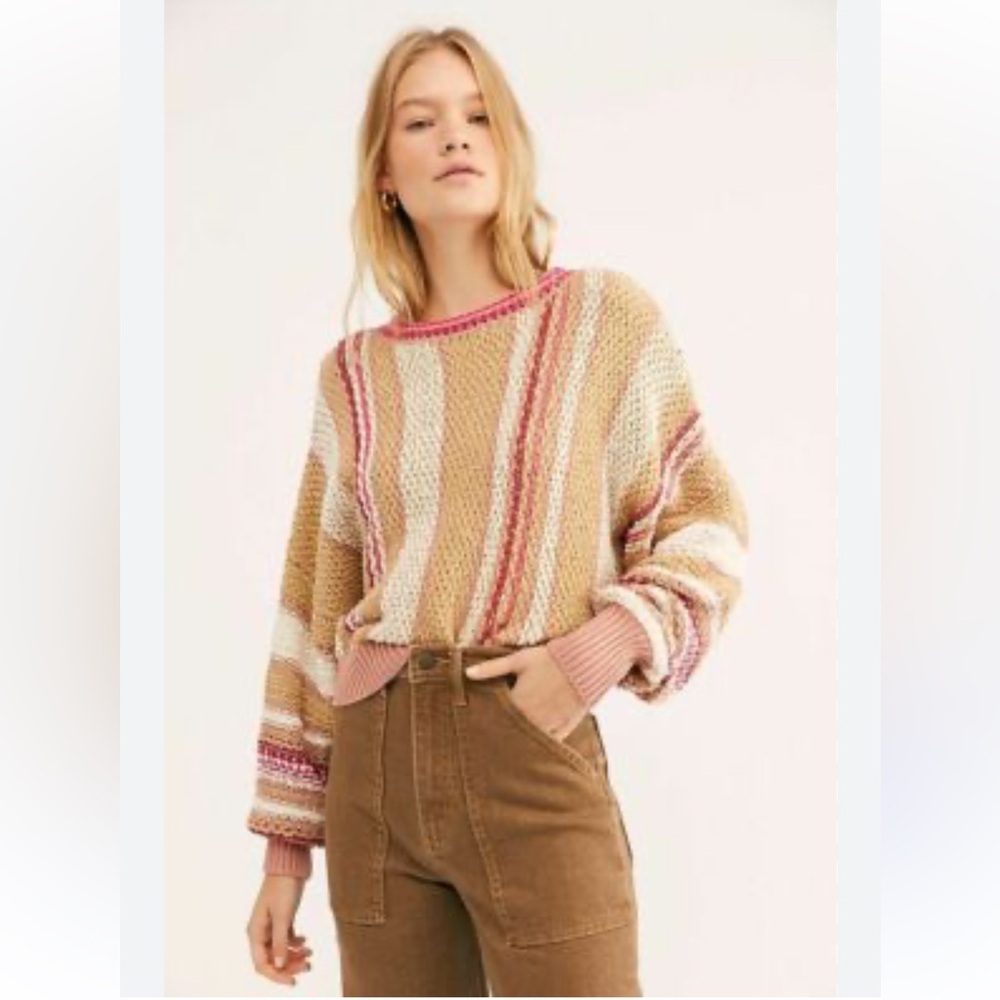 Free People Show Me Love Striped Pullover Sweater, Neutral